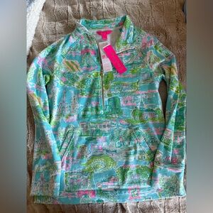 Lilly Pulitzer blue and green half zip pullover